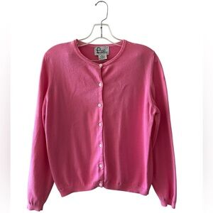 Lilly Pulitzer Pink Cardigan Sweater PL Petite Large Cotton Button Front